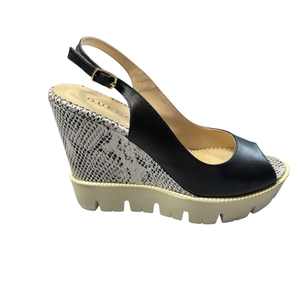 GUERO Black Snake Print Wedge Shoes Size 38